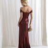 VESTIDO CRETA ACETINADO DRAPEADO - VINHO