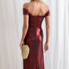 VESTIDO CRETA ACETINADO DRAPEADO - VINHO