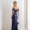 VESTIDO CRETA ACETINADO DRAPEADO - AZUL MARINHO