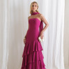 VESTIDO MEDELLÍN BABADOS CHOKER - FÚCSIA