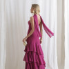 VESTIDO MEDELLÍN BABADOS CHOKER - FÚCSIA