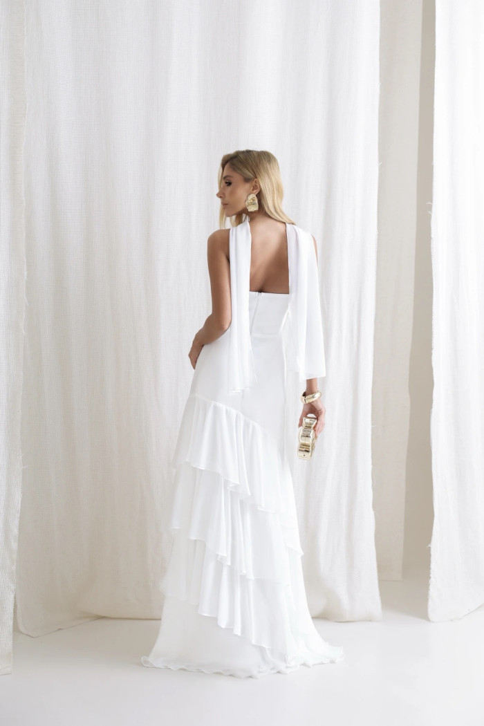 VESTIDO MEDELLÍN BABADOS CHOKER - OFF WHITE