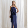 VESTIDO RENATA ALÇAS STRASS BABADOS - AZUL MARINHO