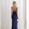 VESTIDO RENATA ALÇAS STRASS BABADOS - AZUL MARINHO