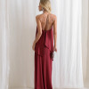VESTIDO RENATA ALÇAS STRASS BABADOS - VINHO