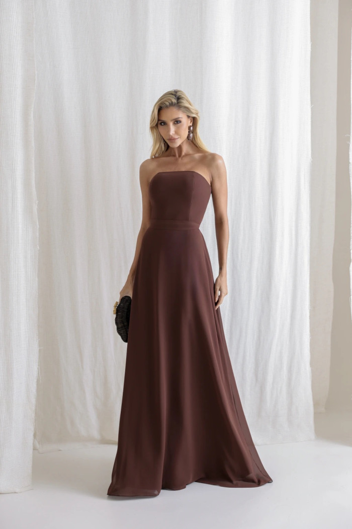 VESTIDO SANTORINI COM CAPA AVULSA - MARROM