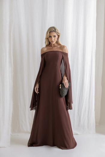 VESTIDO SANTORINI COM CAPA AVULSA - MARROM