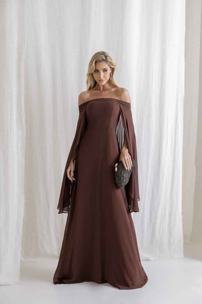 VESTIDO SANTORINI COM CAPA AVULSA - MARROM