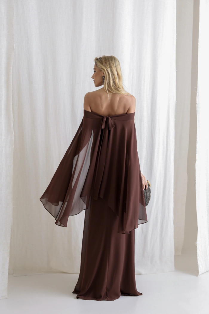VESTIDO SANTORINI COM CAPA AVULSA - MARROM