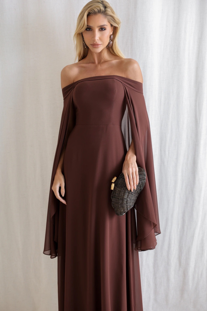 VESTIDO SANTORINI COM CAPA AVULSA - MARROM