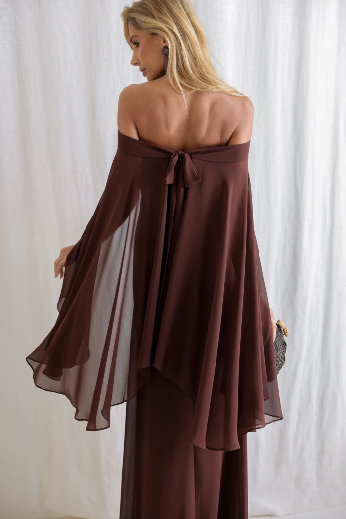 VESTIDO SANTORINI COM CAPA AVULSA - MARROM