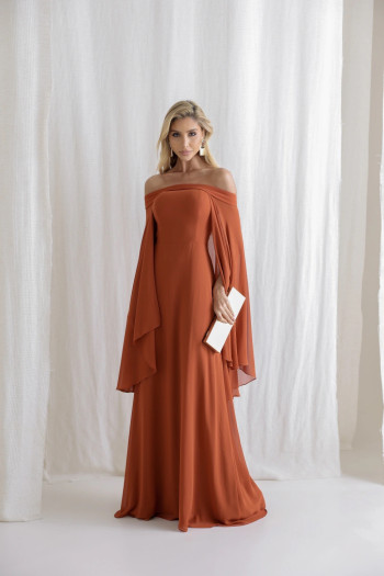 VESTIDO SANTORINI COM CAPA AVULSA - TERRACOTA