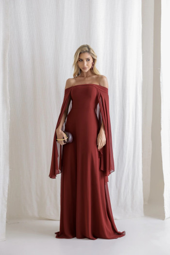 VESTIDO SANTORINI COM CAPA AVULSA - VINHO