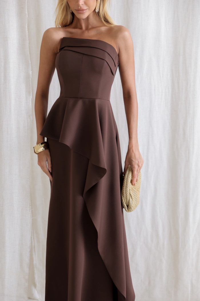 VESTIDO SEUL TOMARA QUE CAIA - MARROM