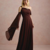 VESTIDO DE FESTA ABU DAHBI OMBRO FIVELA - MARROM