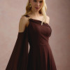 VESTIDO DE FESTA ABU DAHBI OMBRO FIVELA - MARROM