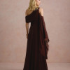 VESTIDO DE FESTA ABU DAHBI OMBRO FIVELA - MARROM