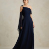 VESTIDO DE FESTA ABU DAHBI OMBRO FIVELA - AZUL MARINHO