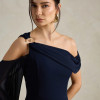 VESTIDO DE FESTA ABU DAHBI OMBRO FIVELA - AZUL MARINHO