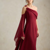 VESTIDO DE FESTA ABU DAHBI OMBRO FIVELA - VINHO