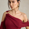VESTIDO DE FESTA ABU DAHBI OMBRO FIVELA - VINHO