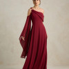 VESTIDO DE FESTA ABU DAHBI OMBRO FIVELA - VINHO