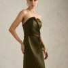 VESTIDO DE FESTA BARCELONA T.Q.C PLISSADO - VERDE OLIVA