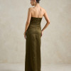 VESTIDO DE FESTA BARCELONA T.Q.C PLISSADO - VERDE OLIVA