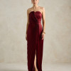 VESTIDO DE FESTA BARCELONA T.Q.C PLISSADO - VINHO