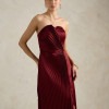 VESTIDO DE FESTA BARCELONA T.Q.C PLISSADO - VINHO