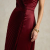 VESTIDO DE FESTA BARCELONA T.Q.C PLISSADO - VINHO