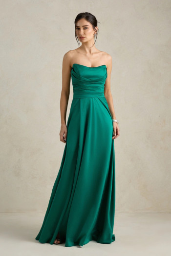VESTIDO DE FESTA BRENDA T.Q.C LONGO FENDA - VERDE BANDEIRA