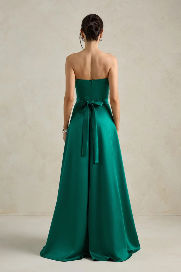 VESTIDO DE FESTA BRENDA T.Q.C LONGO FENDA - VERDE BANDEIRA