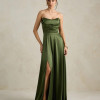 VESTIDO DE FESTA BRENDA T.Q.C LONGO FENDA - VERDE OLIVA