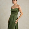 VESTIDO DE FESTA BRENDA T.Q.C LONGO FENDA - VERDE OLIVA