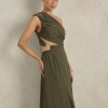 VESTIDO DE FESTA CAPRI UM OMBRO RECORTES - VERDE OLIVA
