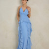 VESTIDO DÉBORA CUT OUT BABADOS - AZUL SERENITY