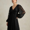 VESTIDO DE FESTA HELOISE RENDA MANGA LONGA - PRETO