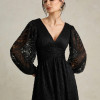 VESTIDO DE FESTA HELOISE RENDA MANGA LONGA - PRETO