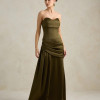 VESTIDO DE FESTA NICOLE DECOTE CORAÇÃO - VERDE OLIVA