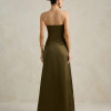 VESTIDO DE FESTA NICOLE DECOTE CORAÇÃO - VERDE OLIVA
