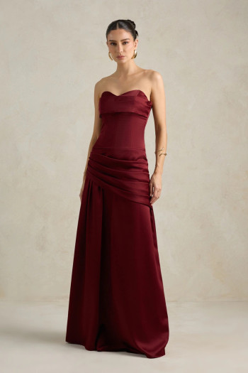 VESTIDO DE FESTA NICOLE DECOTE CORAÇÃO - VINHO