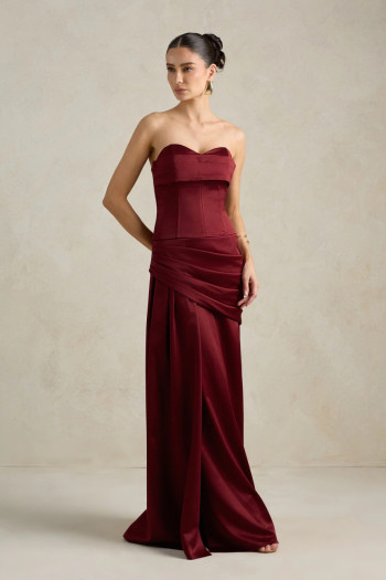 VESTIDO DE FESTA NICOLE DECOTE CORAÇÃO - VINHO