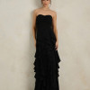 VESTIDO DE FESTA SIDNEY SAIA BABADO - PRETO