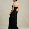 VESTIDO DE FESTA SIDNEY SAIA BABADO - PRETO