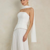 VESTIDO DE FESTA MAITÊ SAIA PLISSADA CHOKER - OFF WHITE
