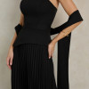 VESTIDO DE FESTA MAITÊ SAIA PLISSADA CHOKER - PRETO