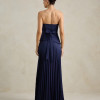 [PRÉ-VENDA] VESTIDO DE FESTA MAITÊ SAIA PLISSADA CHOKER - AZUL MARINHO