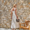VESTIDO HORTÊNSIA MIDI RENDA BORDADA - NATURAL