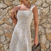 VESTIDO HORTÊNSIA MIDI RENDA BORDADA - NATURAL